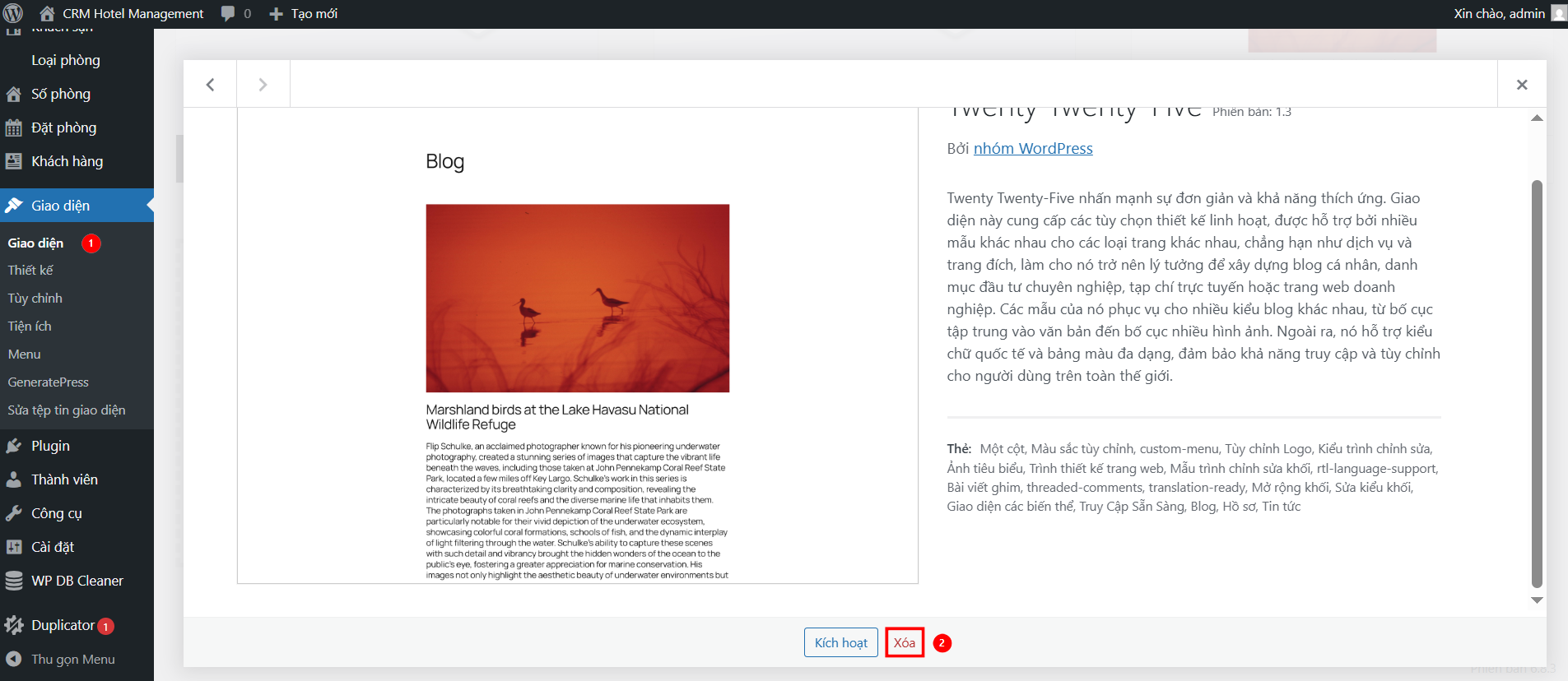 Hướng dẫn xoá theme trong WordPress