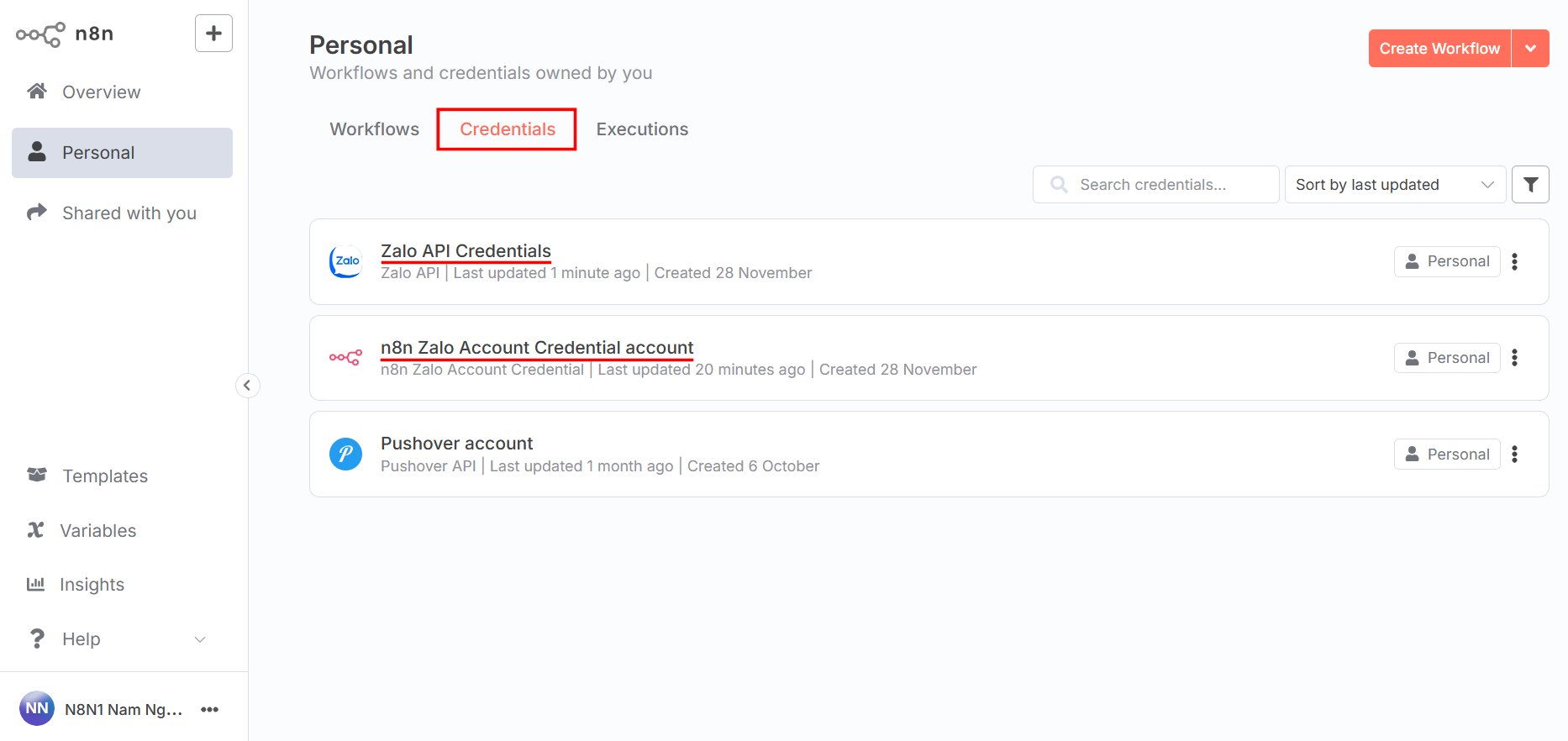 Cài đặt node Zalo trong n8n thành công