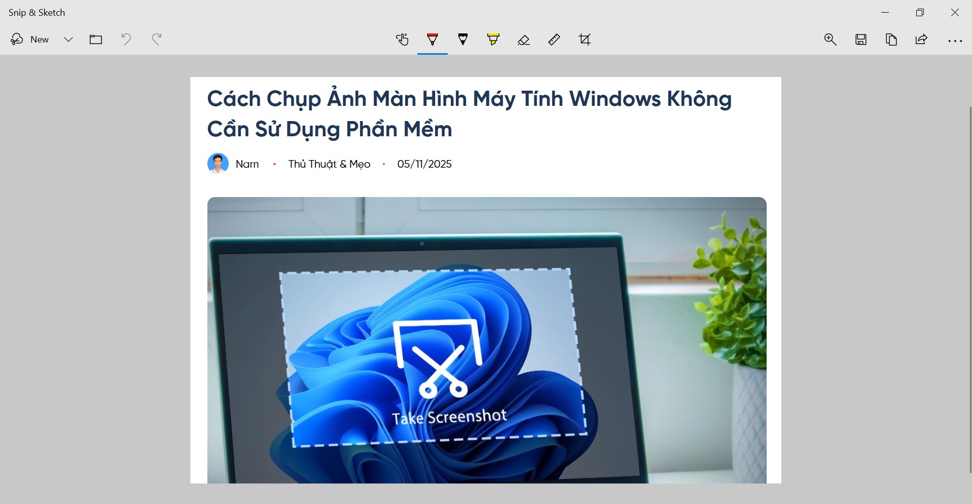 Chụp ảnh màn hình Windows không cần phần mềm