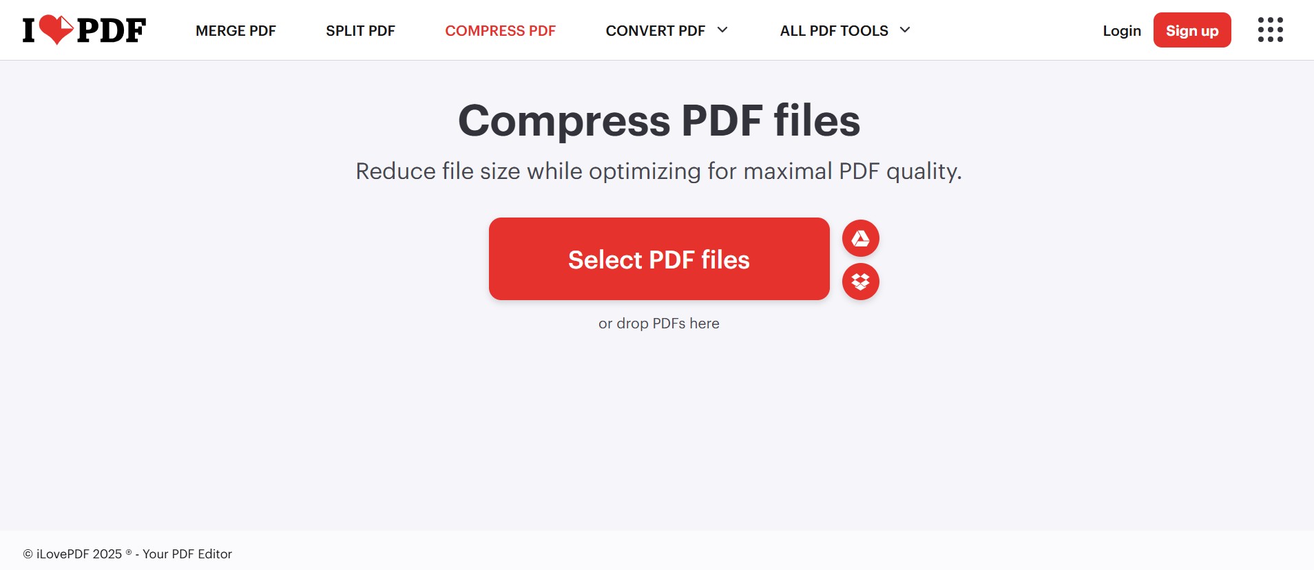 Công cụ nén dung lượng file PDF ilovepdf