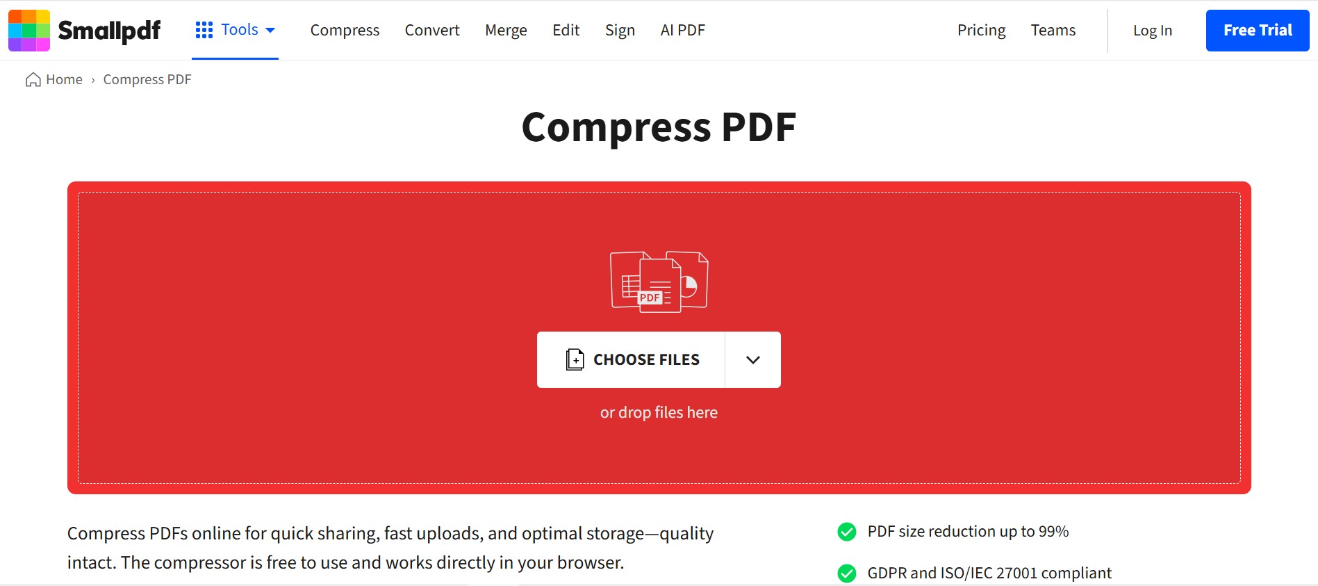 SmallPDF – Website nén file PDF tốt nhất 2025