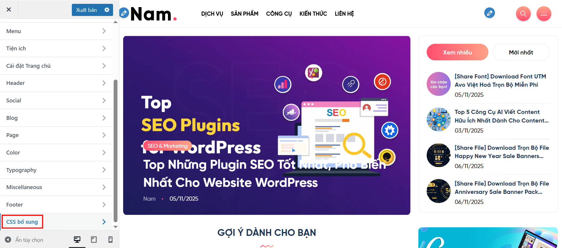 Cách chèn code CSS website WordPress