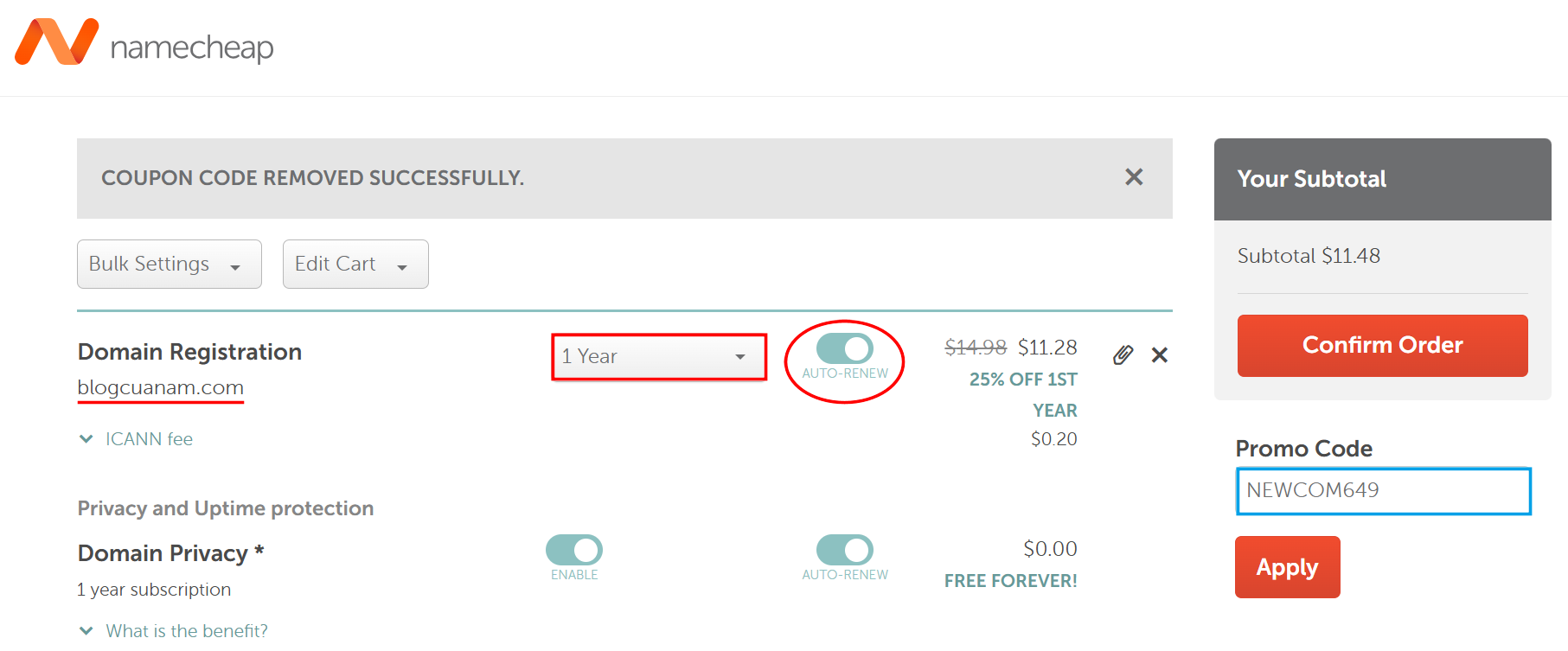 Cách đăng ký tên miền (domain) tại Namecheap