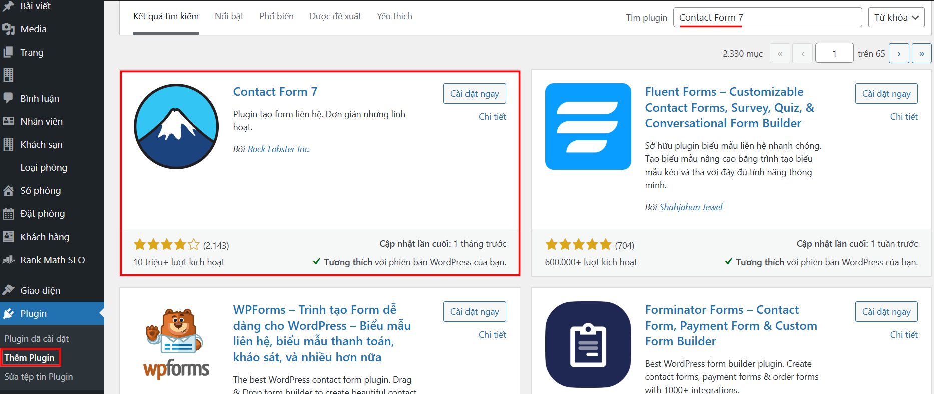 Hướng dẫn cài đặt Contact Form 7 WordPress