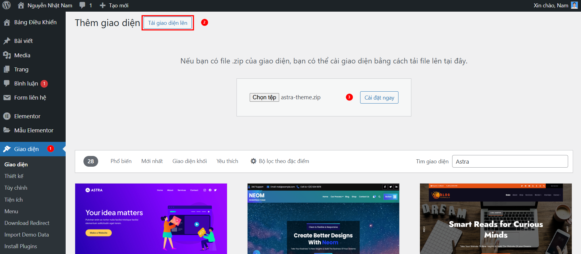Cách cài đặt theme website WordPress