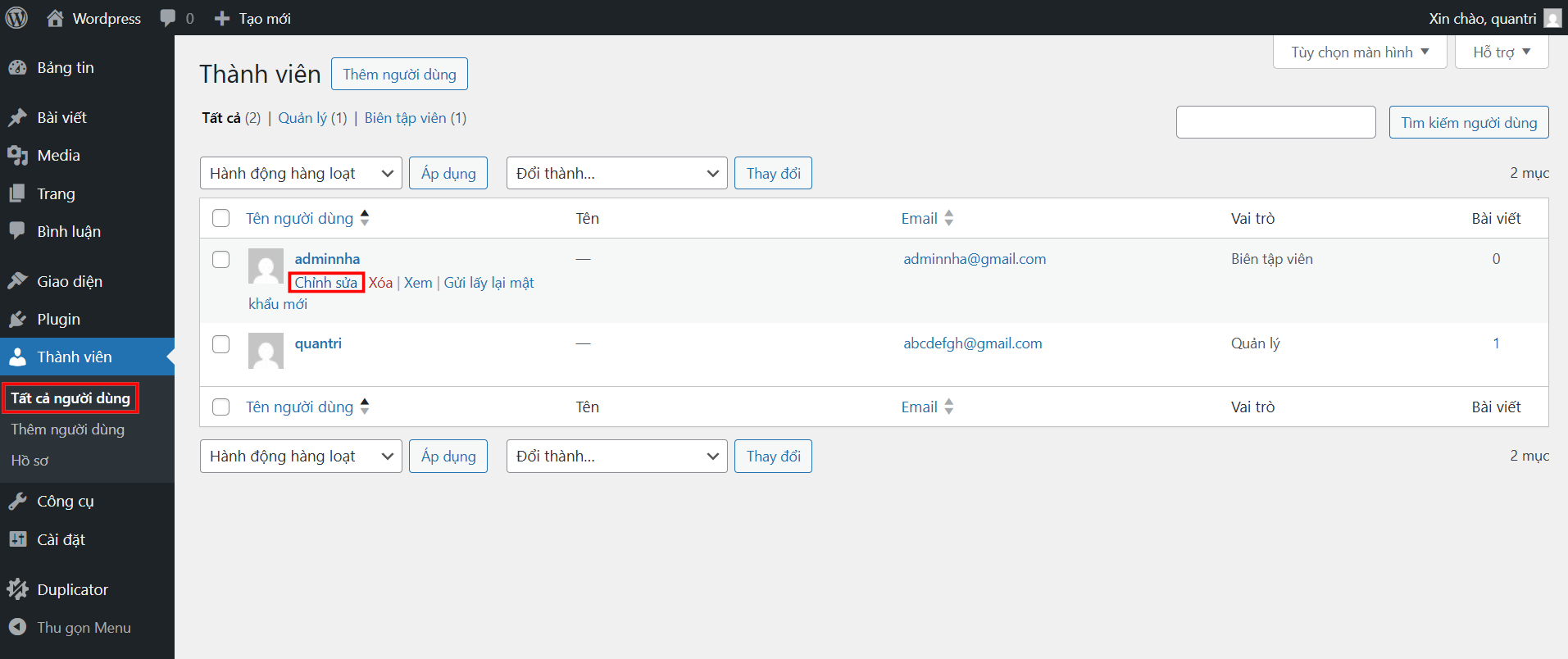 Hướng dẫn phân quyền user trong WordPress