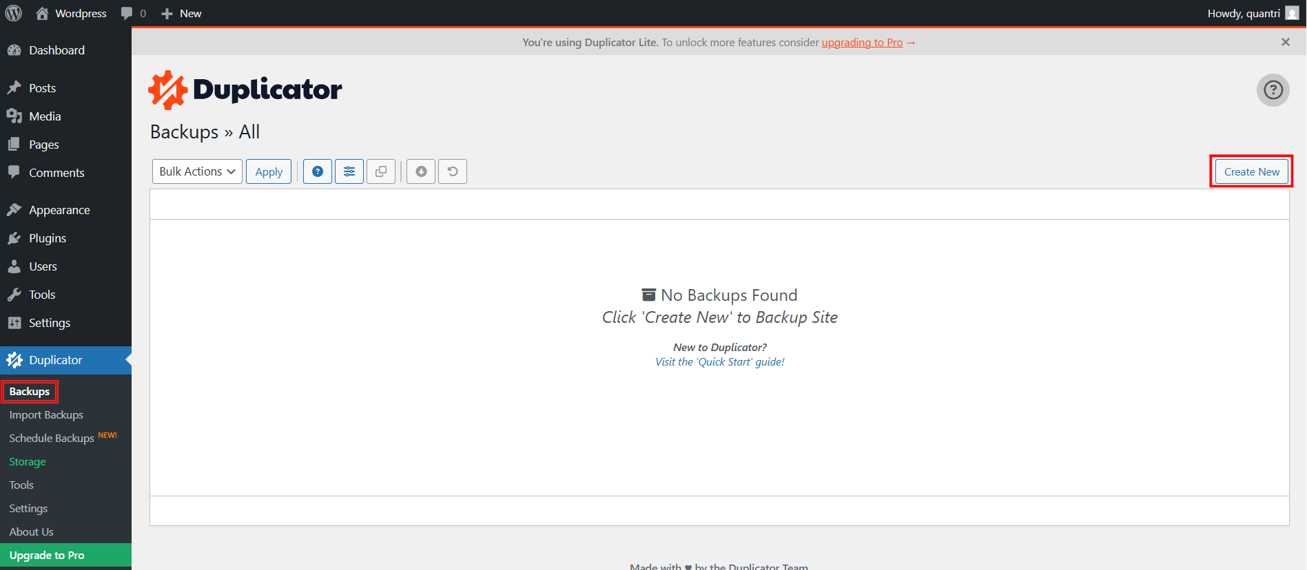 Sử dụng plugin Duplicator để backup website WordPress