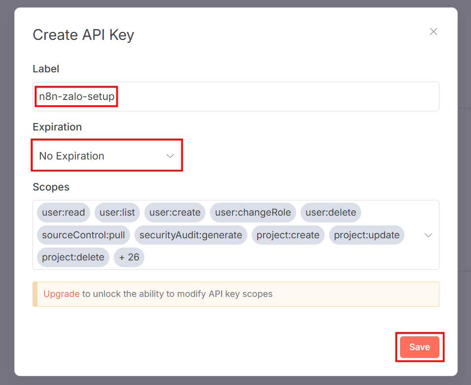 Hướng dẫn cách tạo API Key trong n8n