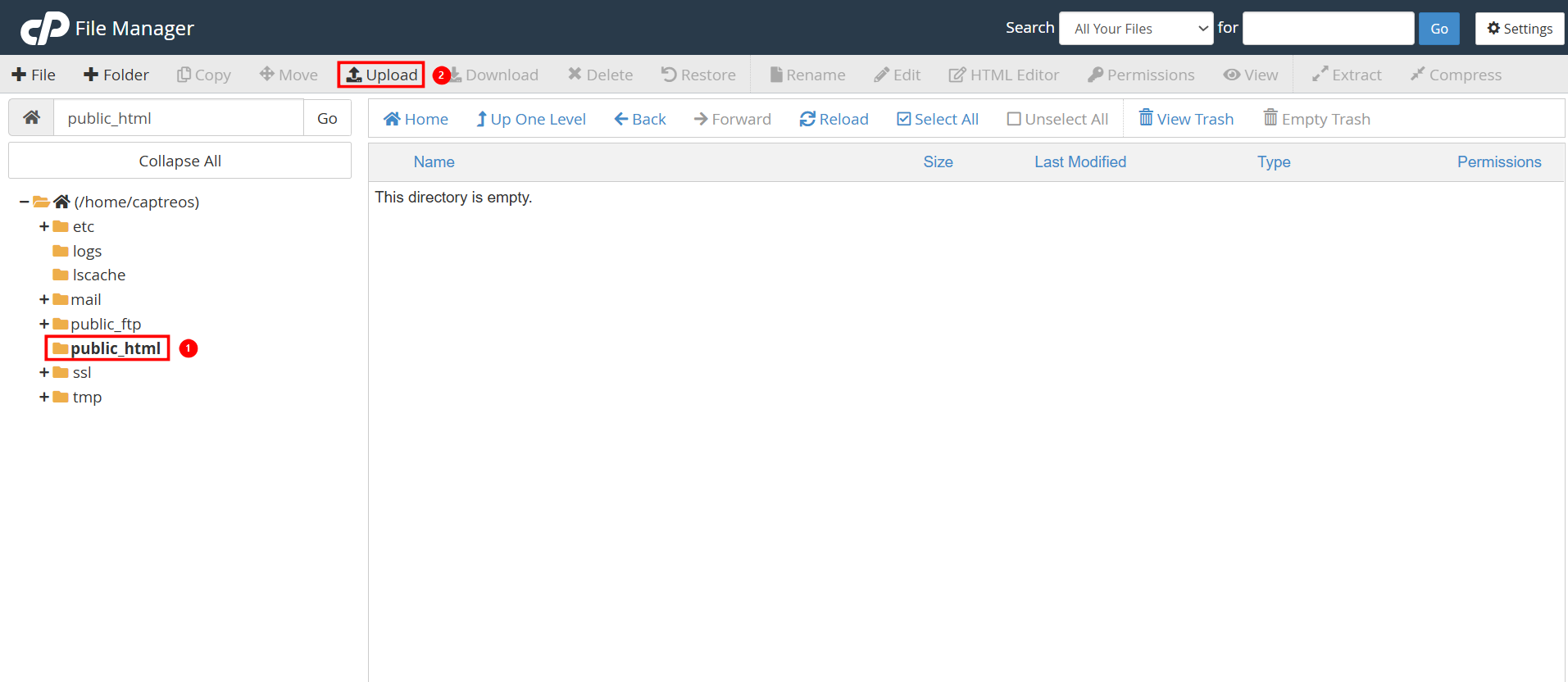 Upload mã nguồn WordPress vào thư mục public_html