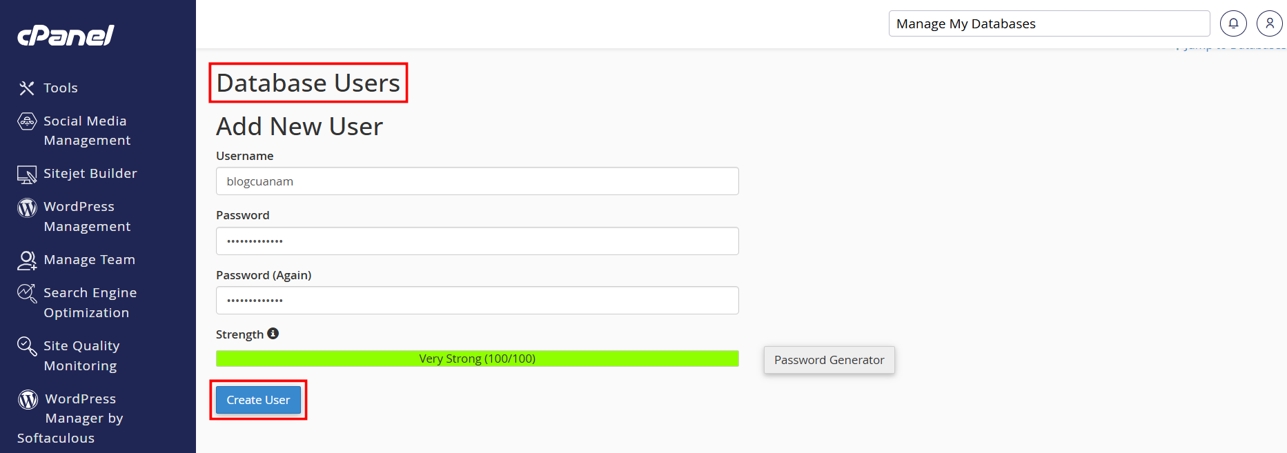 Tạo User trong cPanel hosting