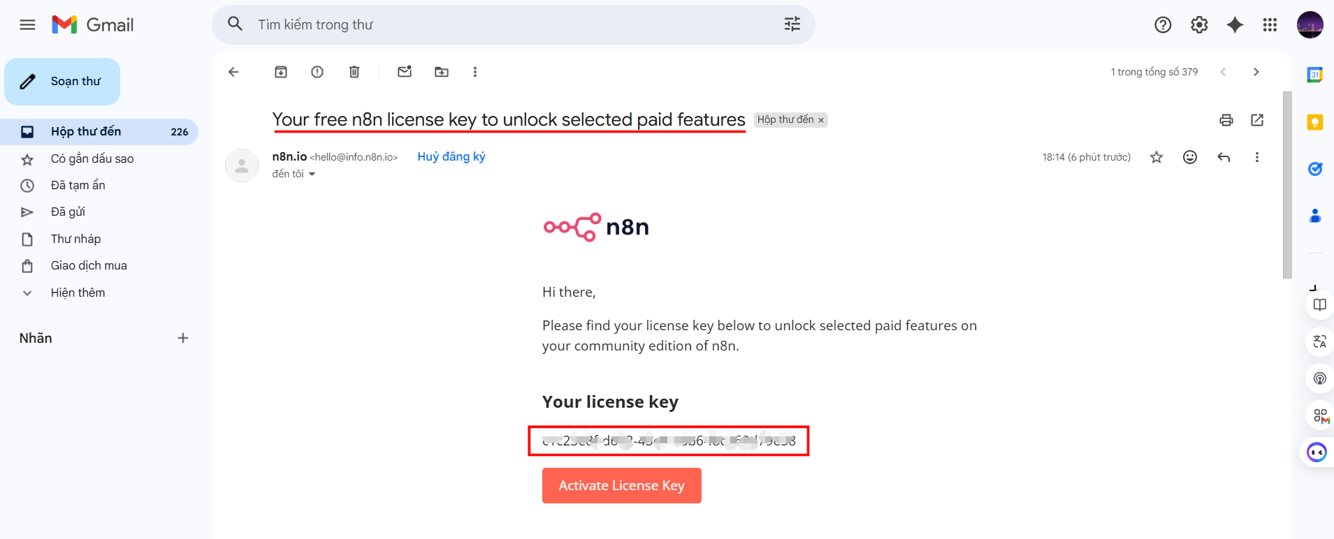 Hướng dẫn cách lấy License Key trong n8n