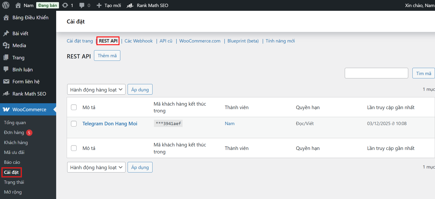 Tạo API WooCommerce kết nối với n8n