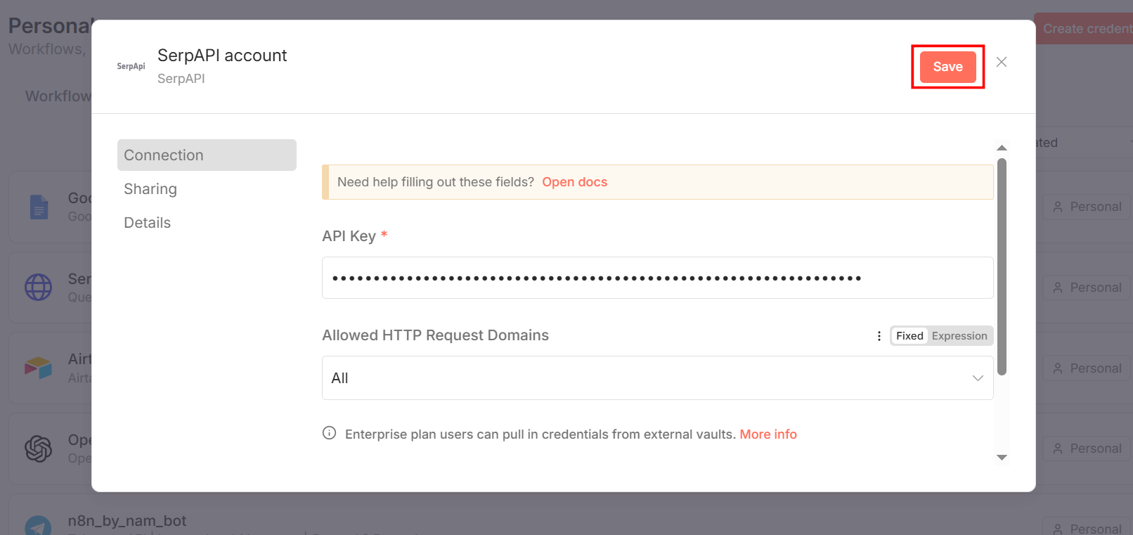 Kết nối API SerpApi vào n8n