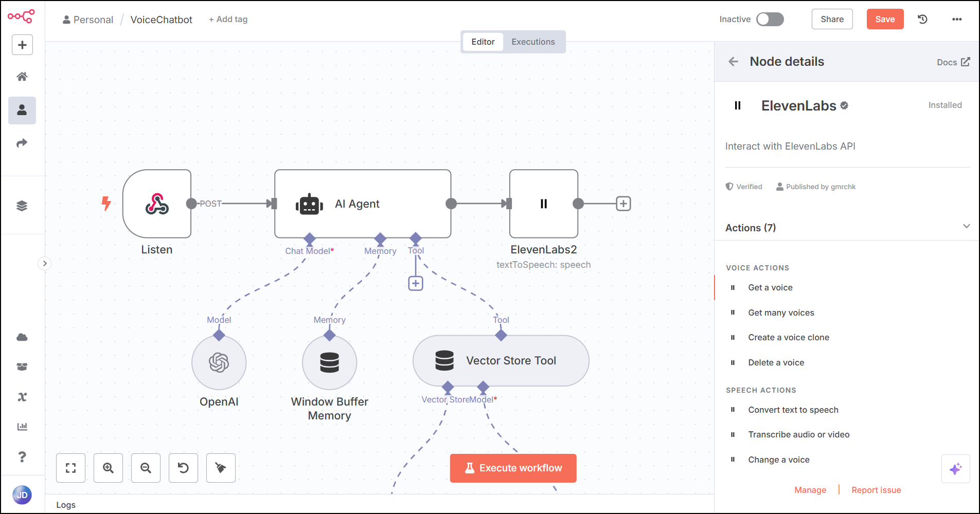 Node trong n8n tạo thành 1 workflow hoàn chỉnh