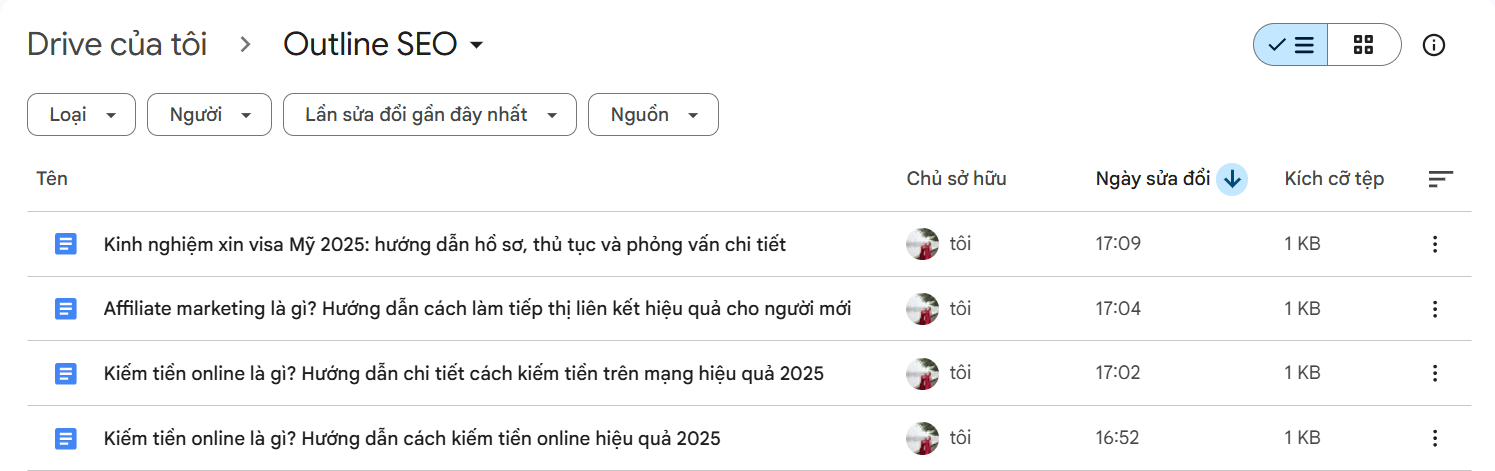 File docs Outline chuẩn SEO đuợc tạo tự động